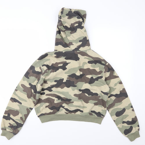 Divided Womens Green Camouflage Jersey Pullover Hoodie Size XS
