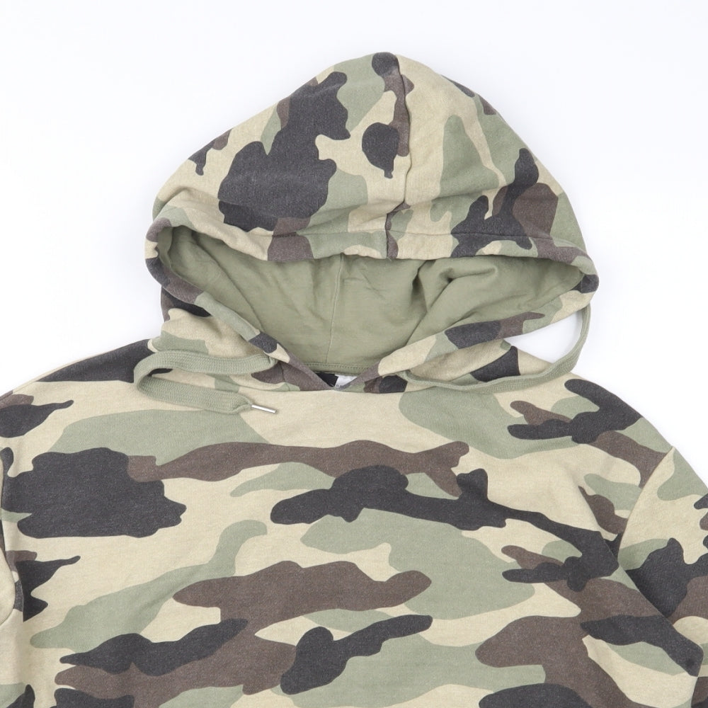 Divided Womens Green Camouflage Jersey Pullover Hoodie Size XS