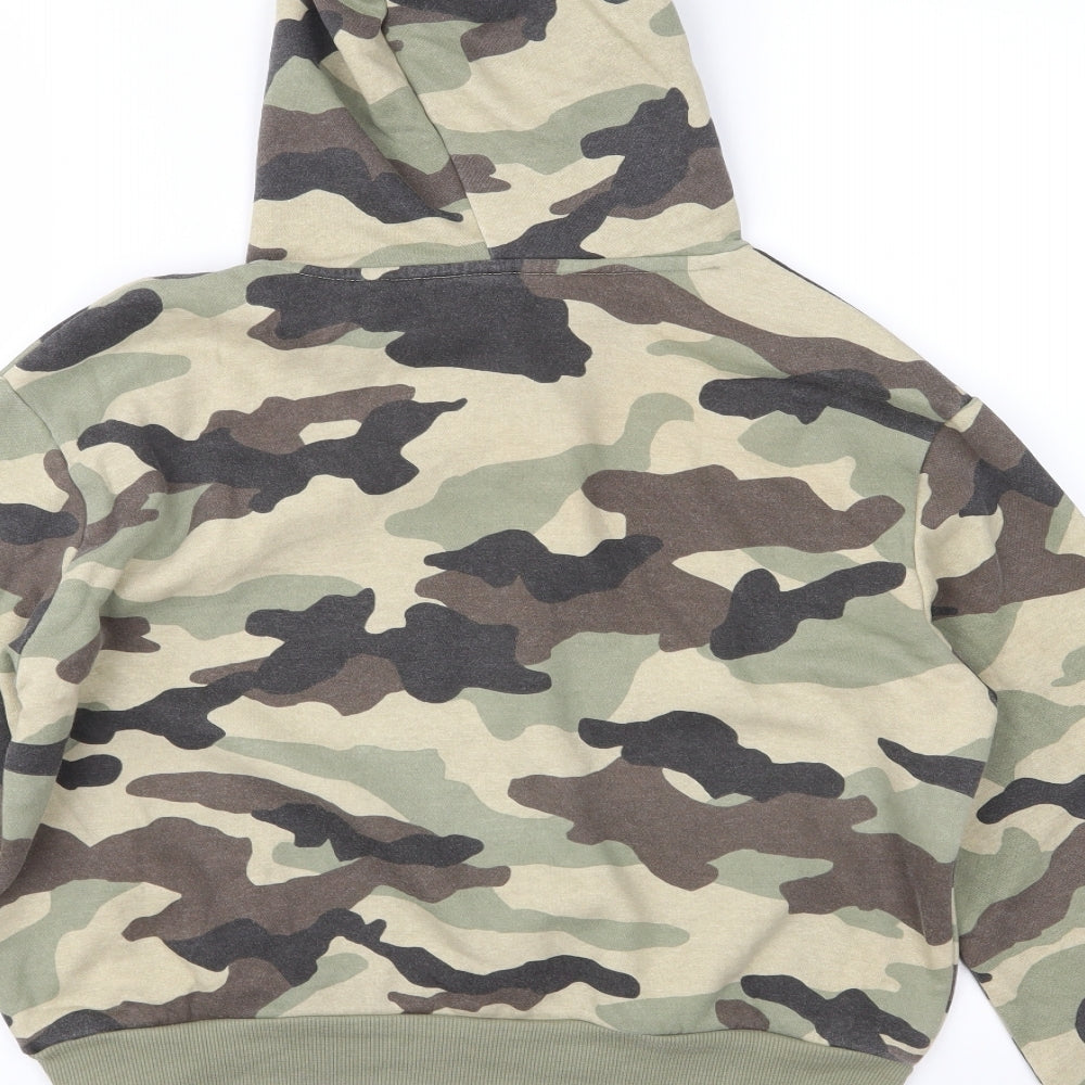 Divided Womens Green Camouflage Jersey Pullover Hoodie Size XS