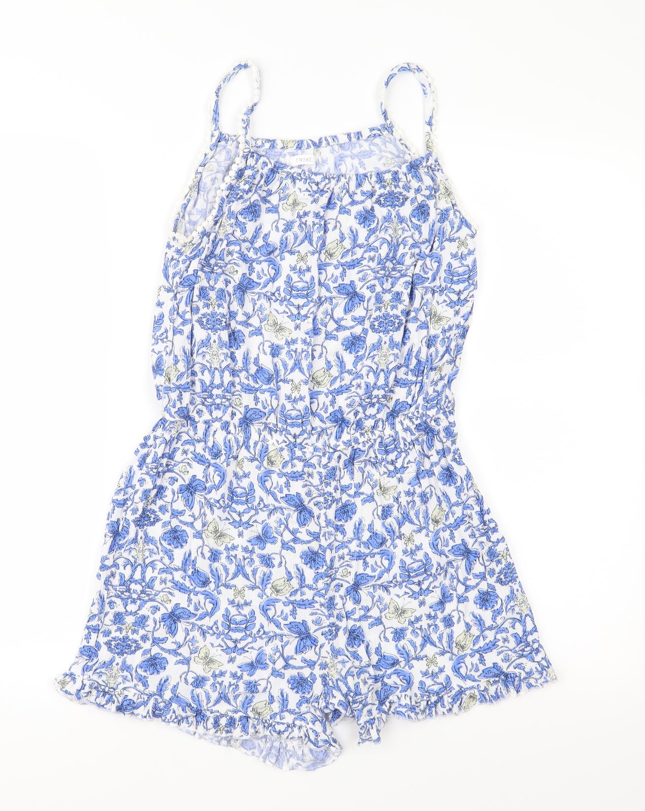 NEXT Girls Blue Floral  Playsuit One-Piece Size 12 Years