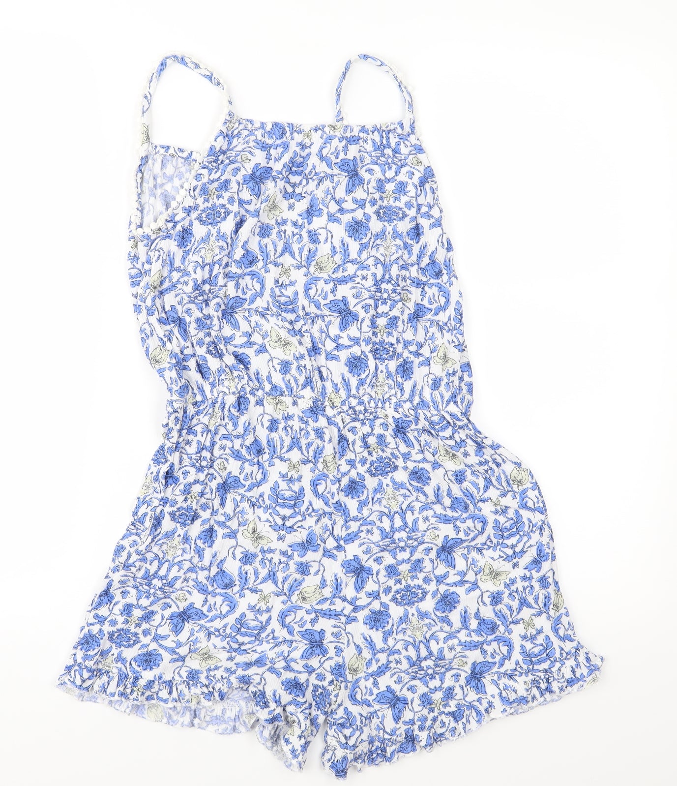NEXT Girls Blue Floral  Playsuit One-Piece Size 12 Years