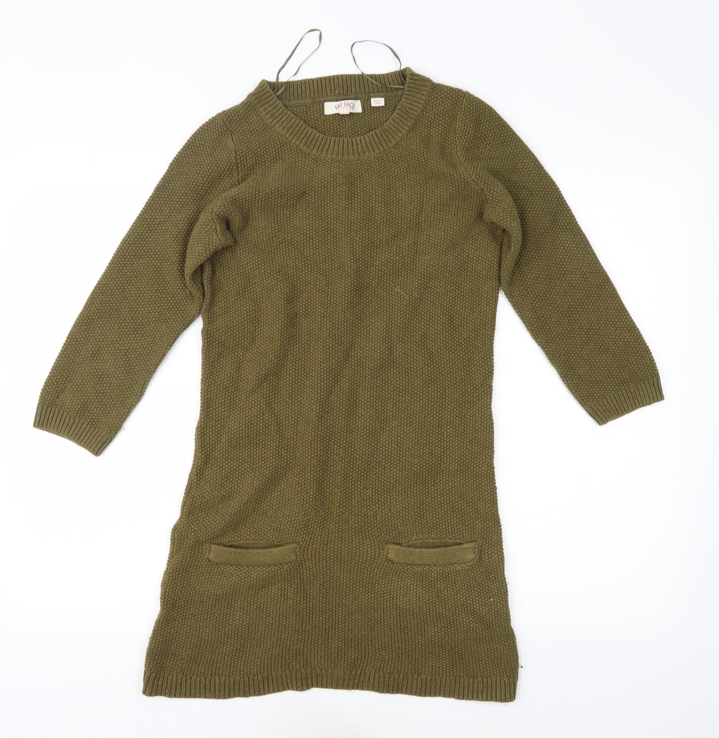 Fat Face Womens Green  Knit Jumper Dress  Size 8