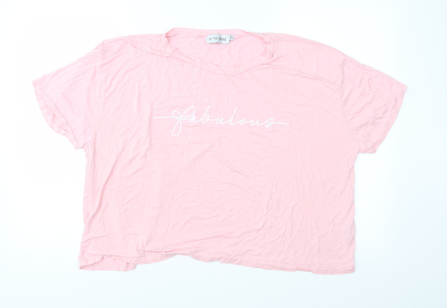 In the Style Womens Pink  Jersey Basic T-Shirt Size 22