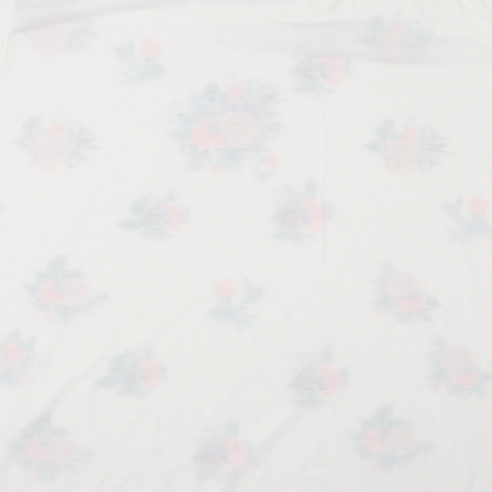 Muunique Womens White Floral Jersey Basic T-Shirt Size XL