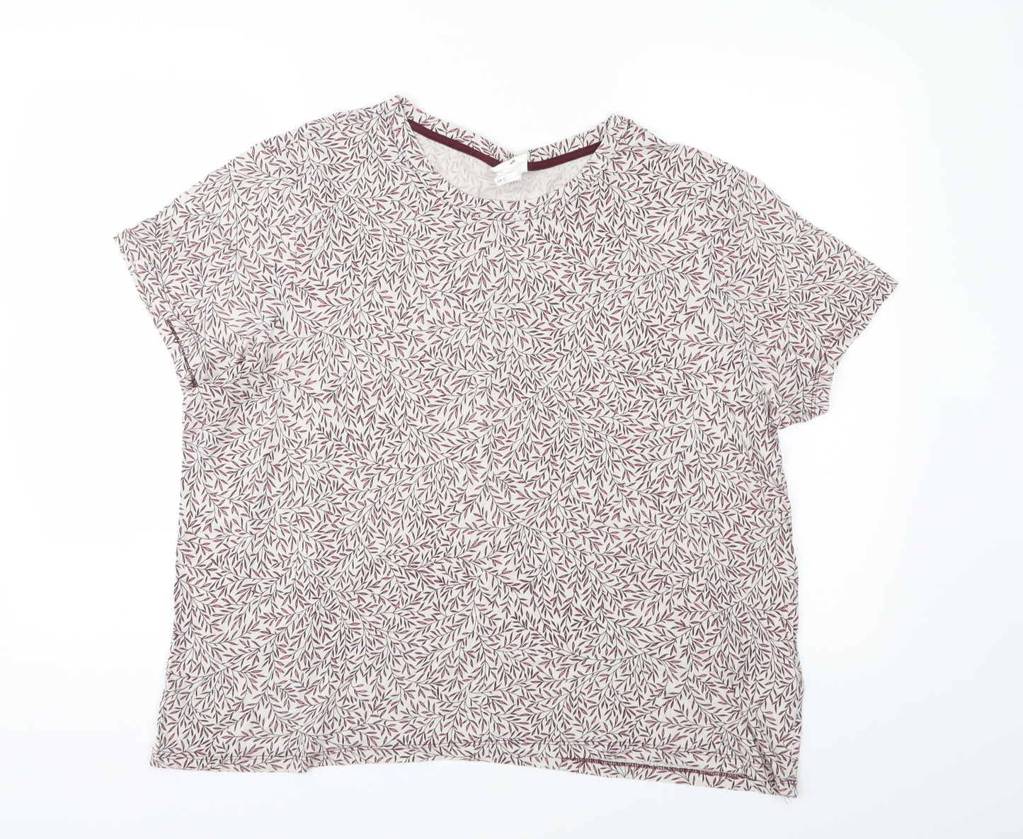 H&M Womens Red Floral Jersey Basic T-Shirt Size XL