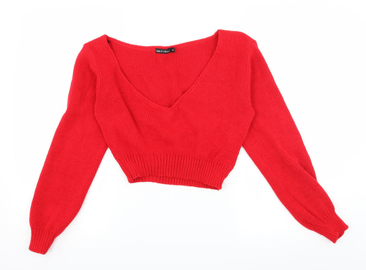 I SAW IT FIRST Womens Red  Knit Pullover Jumper Size S