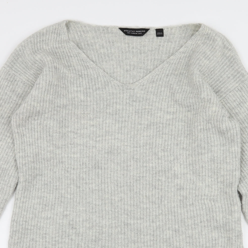 Dorothy Perkins Womens Grey  Knit Jumper Dress  Size 12