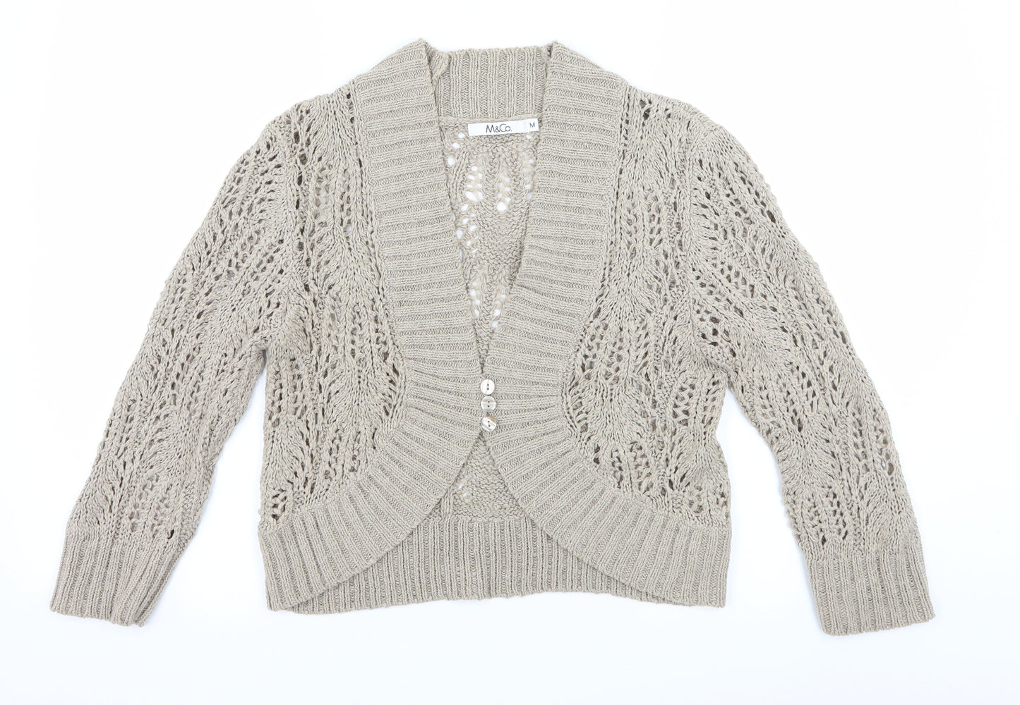 M&Co Womens Brown  Knit Cardigan Jumper Size M