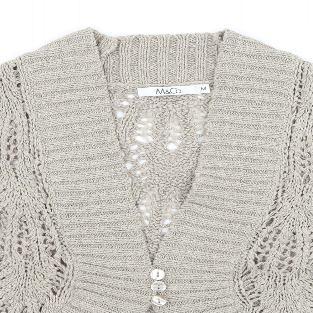 M&Co Womens Brown  Knit Cardigan Jumper Size M