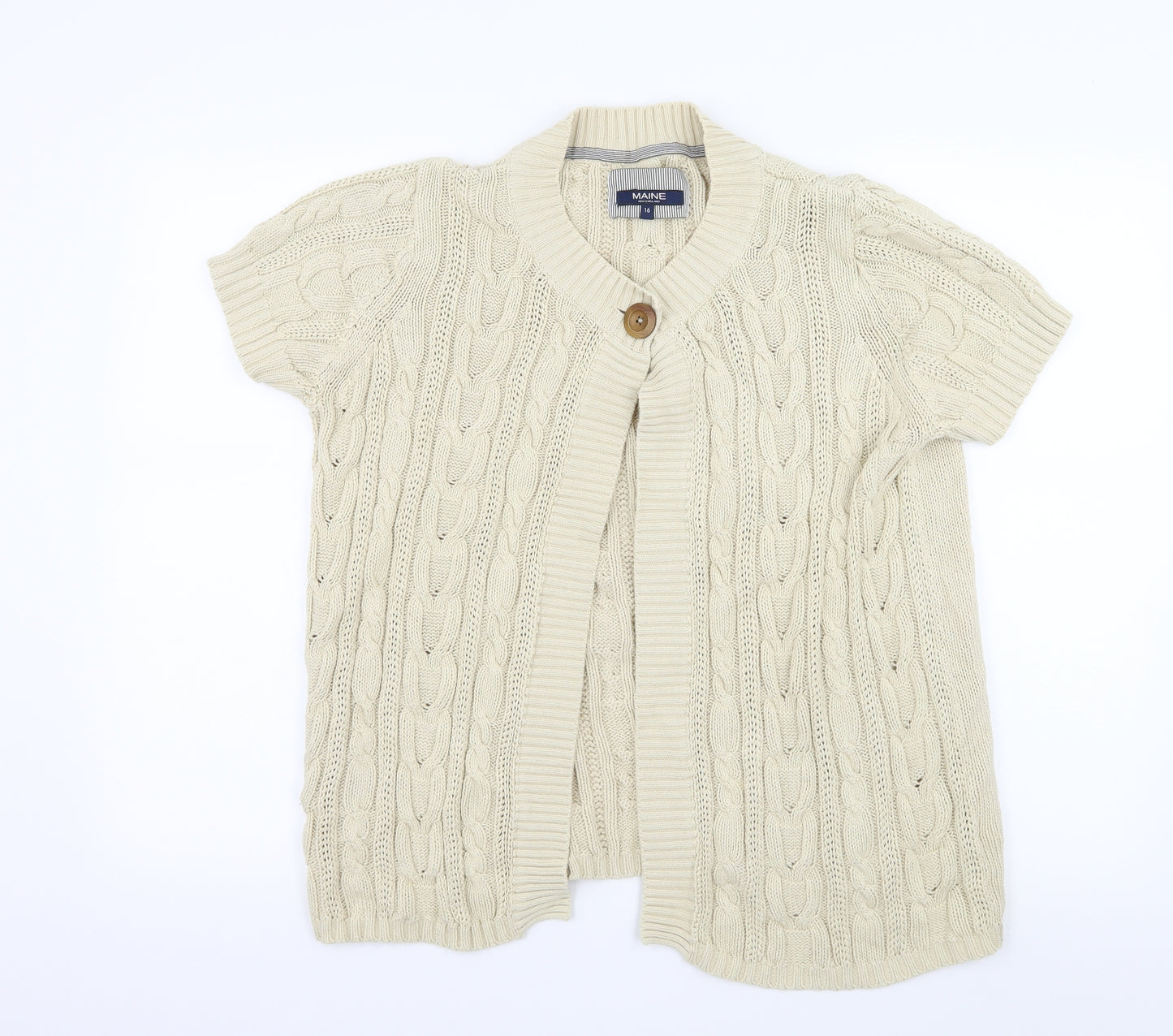 Maine Womens Beige  Knit Cardigan Jumper Size 16