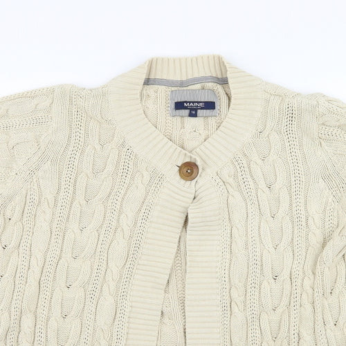 Maine Womens Beige  Knit Cardigan Jumper Size 16