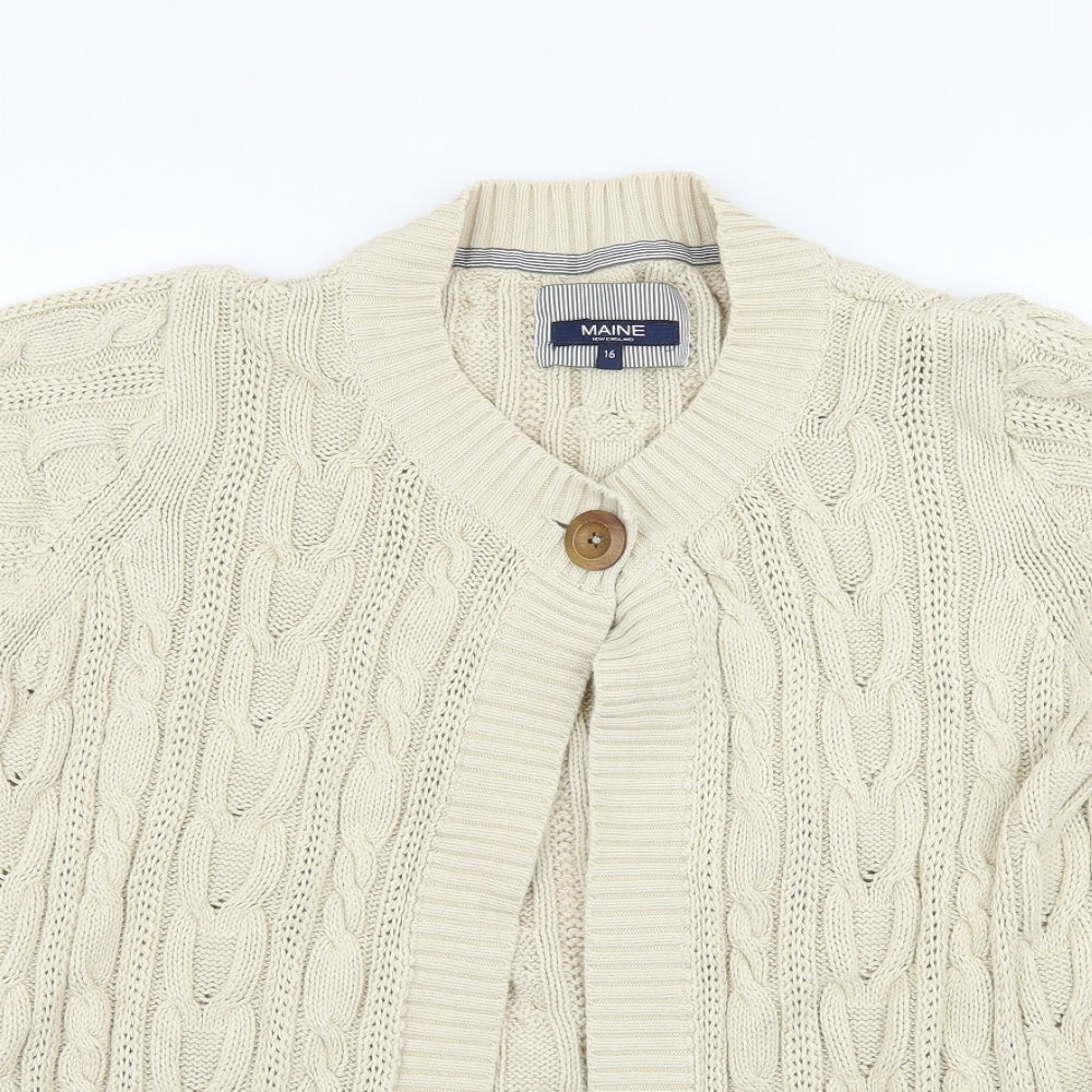 Maine Womens Beige  Knit Cardigan Jumper Size 16