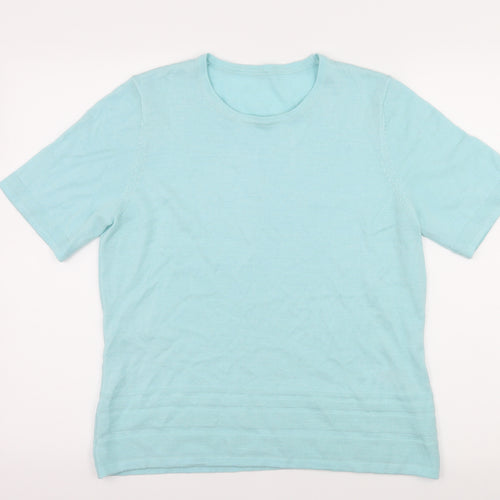 Preworn Womens Blue  Knit Basic T-Shirt Size 14