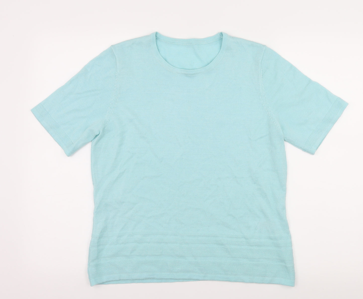 Preworn Womens Blue  Knit Basic T-Shirt Size 14