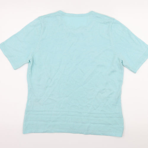 Preworn Womens Blue  Knit Basic T-Shirt Size 14