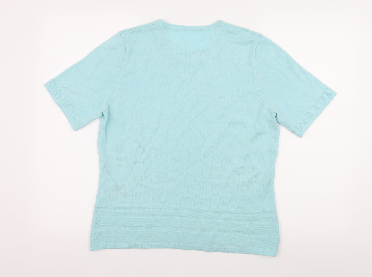 Preworn Womens Blue  Knit Basic T-Shirt Size 14