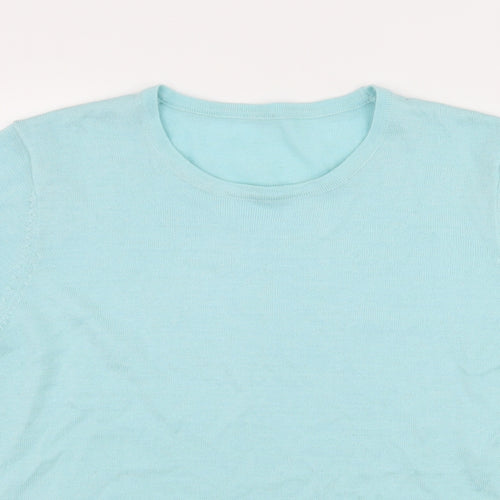 Preworn Womens Blue  Knit Basic T-Shirt Size 14