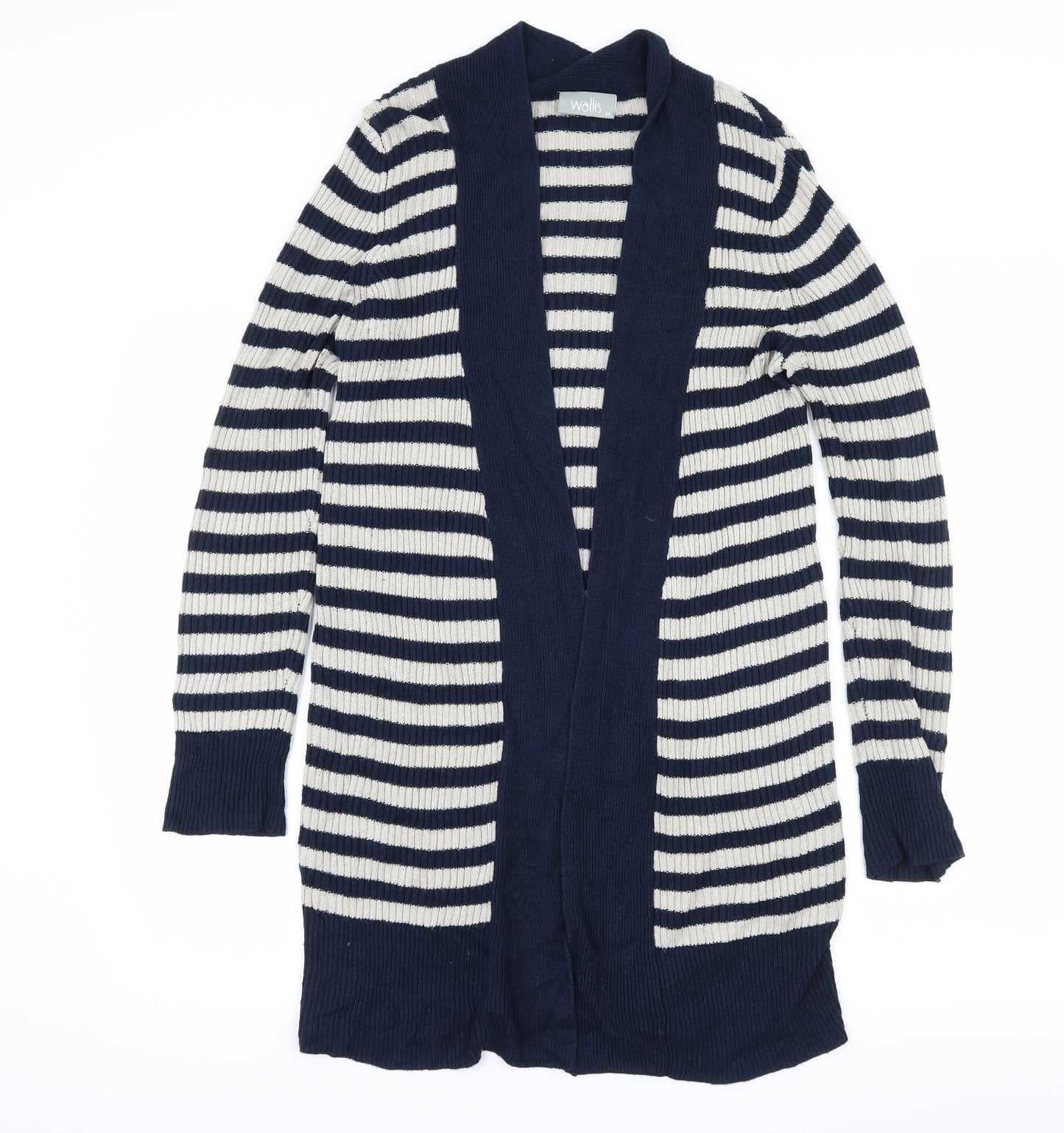 Wallis Womens Blue Striped Knit Cardigan Jumper Size M