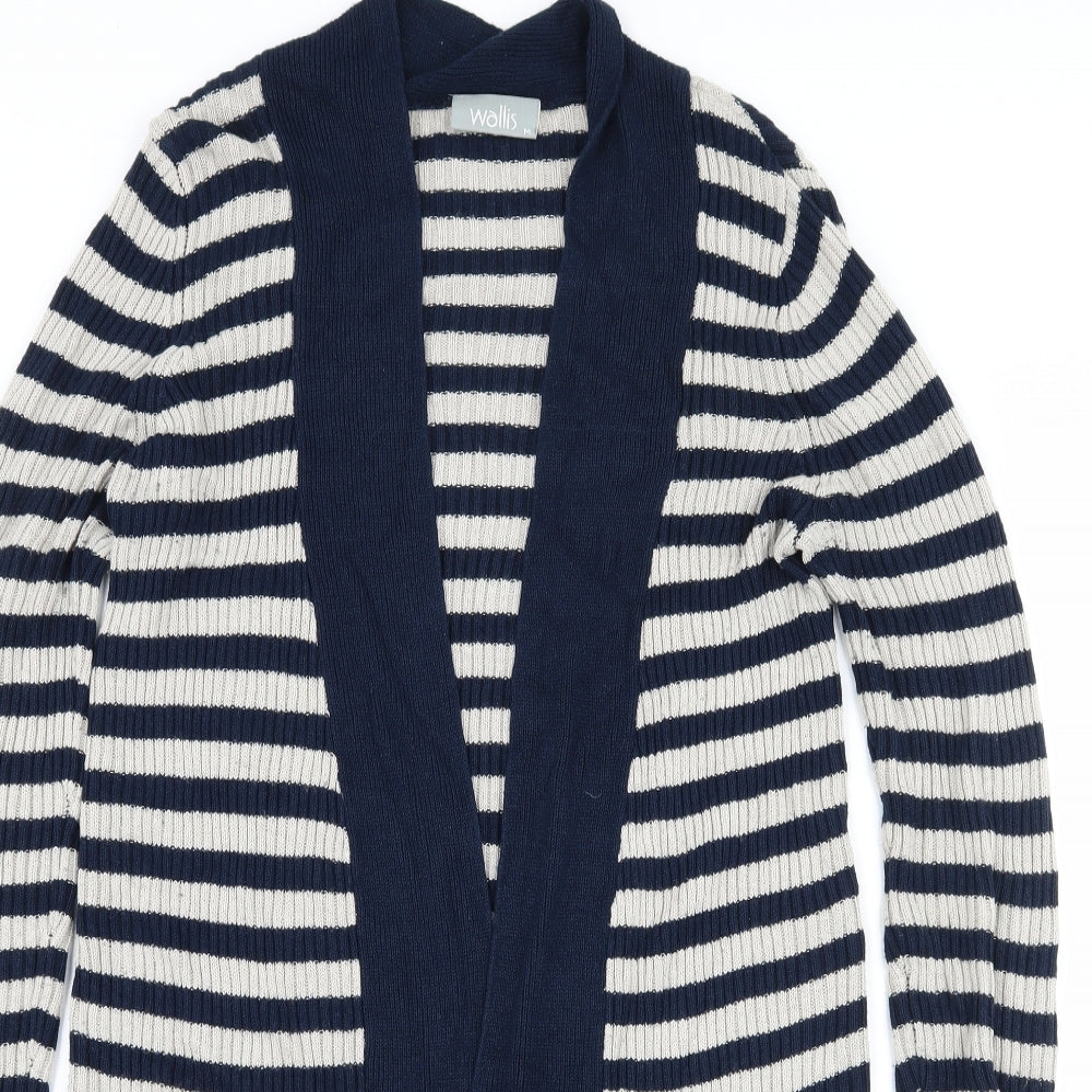 Wallis Womens Blue Striped Knit Cardigan Jumper Size M