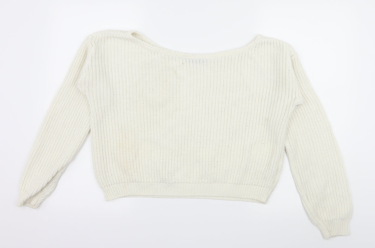 PRETTYLITTLETHING Womens White  Knit Pullover Jumper Size S