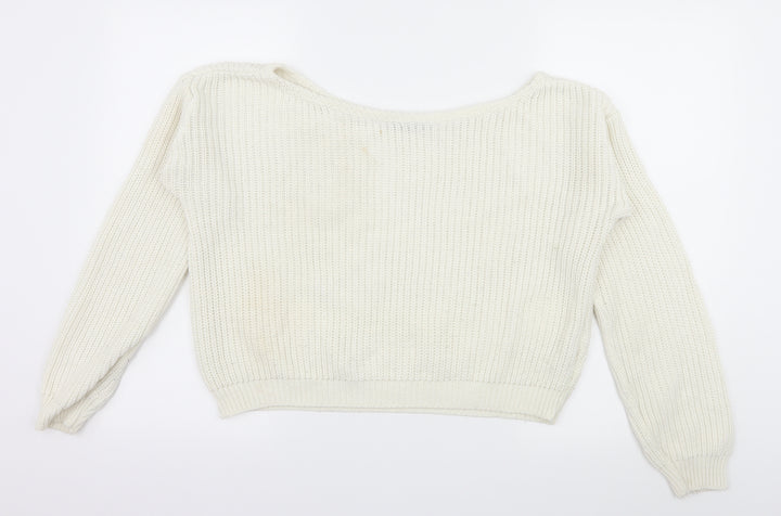 PRETTYLITTLETHING Womens White  Knit Pullover Jumper Size S