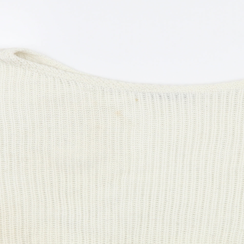 PRETTYLITTLETHING Womens White  Knit Pullover Jumper Size S