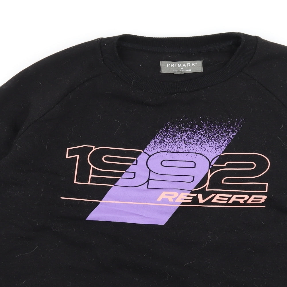 Primark Mens Black  Jersey Pullover Sweatshirt Size M  - 1992