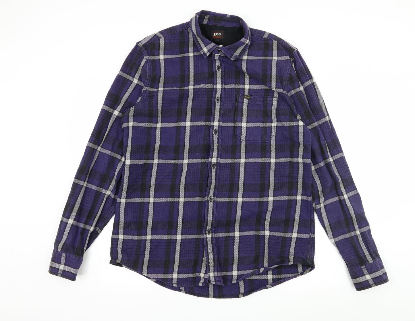 Lee Mens Purple Plaid   Button-Up Size L