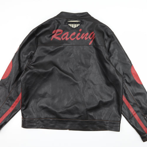 No Fear Mens Black   Biker Jacket Size 2XL
