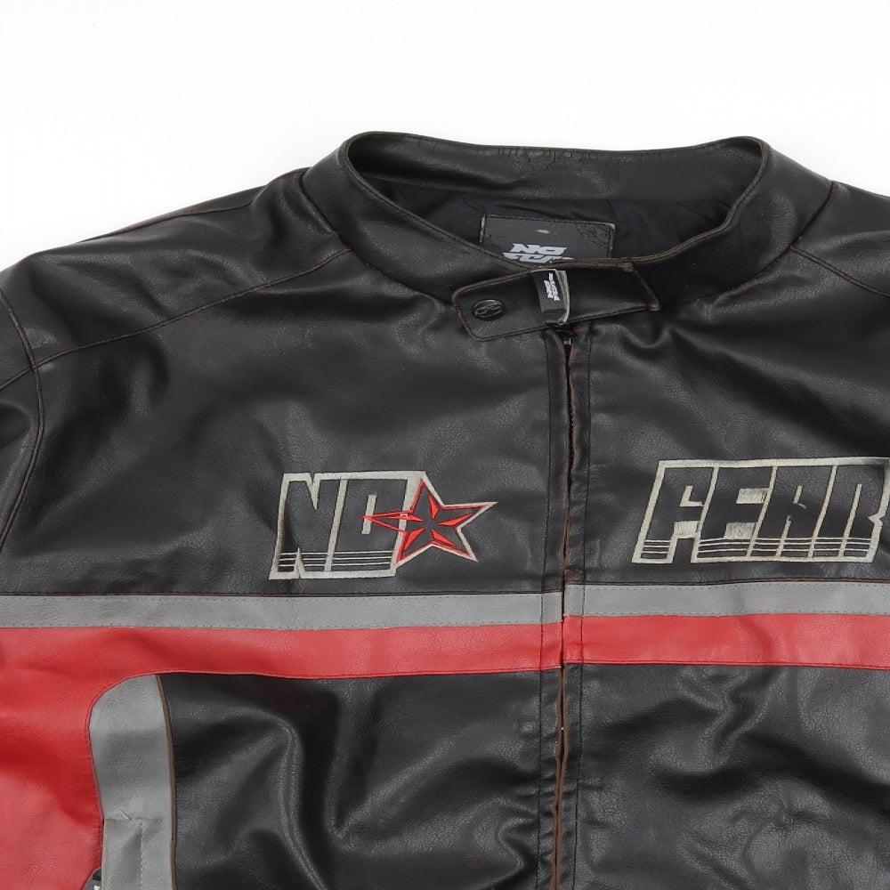 No Fear Mens Black   Biker Jacket Size 2XL