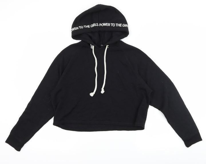 H&M Womens Black Jersey Pullover Hoodie Size M - Power to the Girls