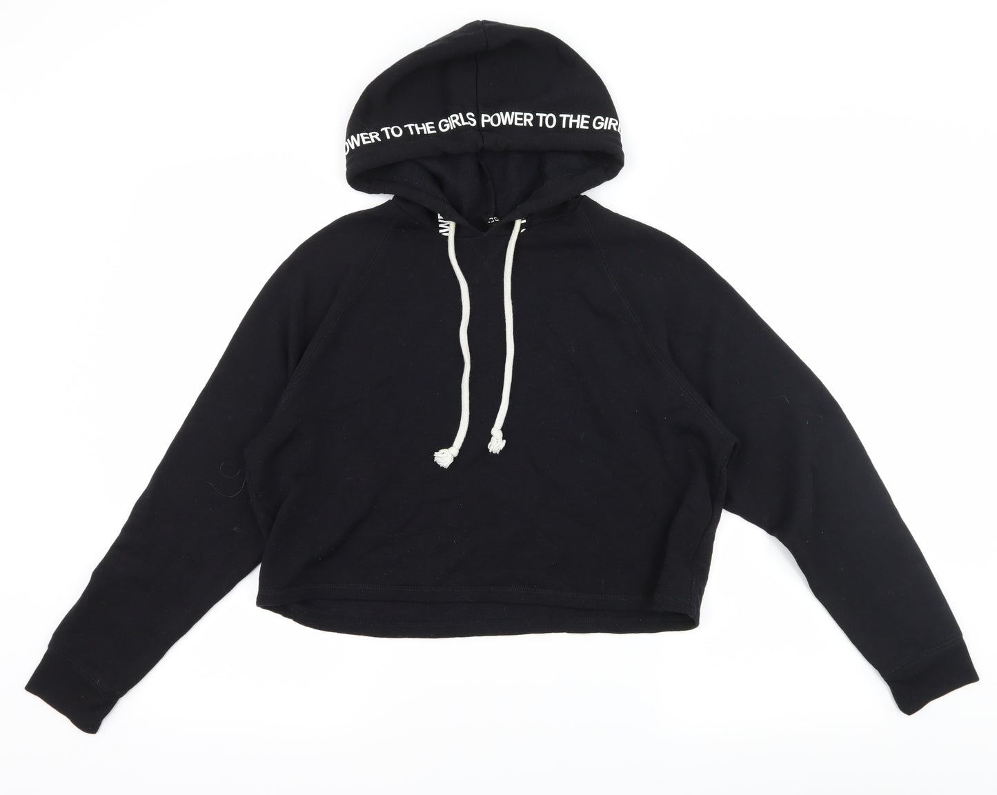 H&M Womens Black  Jersey Pullover Hoodie Size M  - Power to the Girls