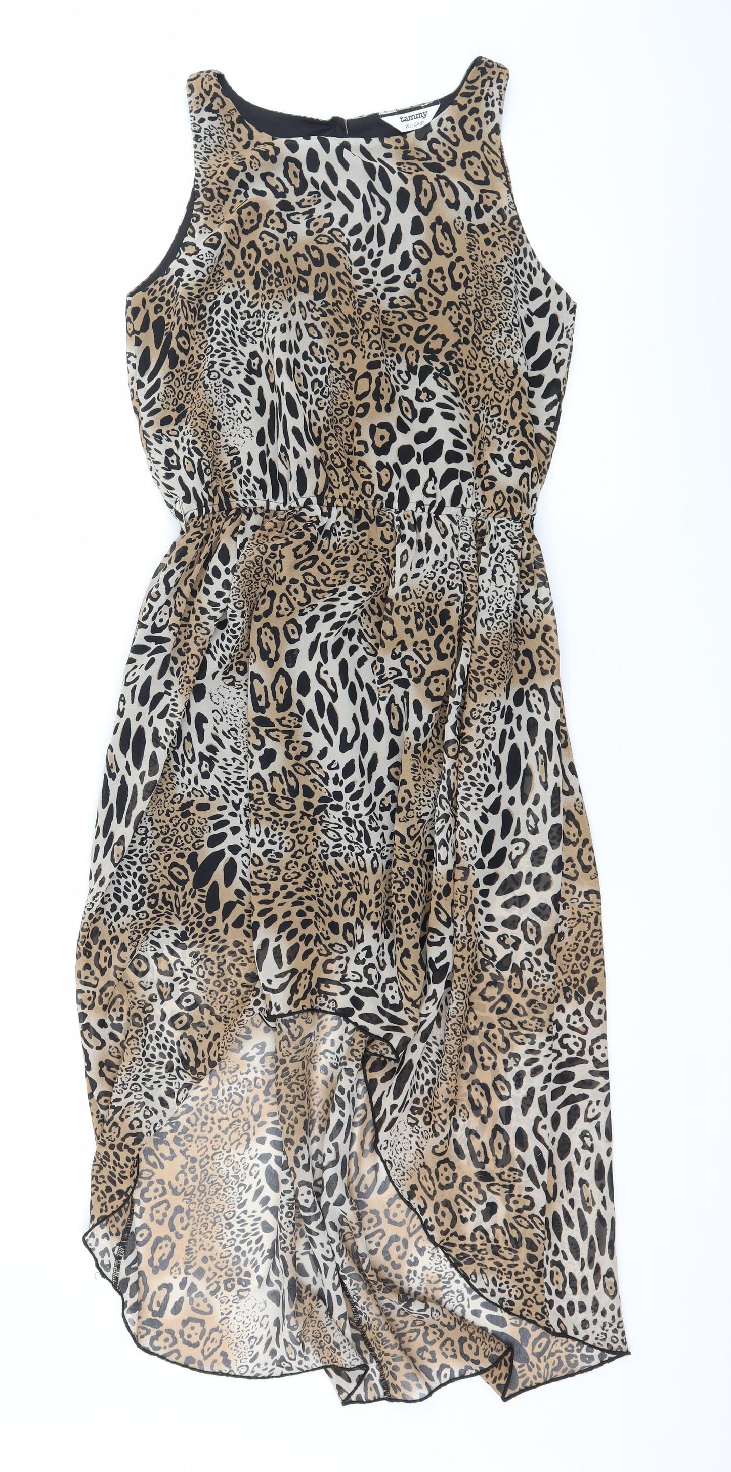 Tammy Girls Brown Animal Print  Fit & Flare  Size 12-13 Years  - Asymmetric Hem