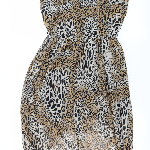 Tammy Girls Brown Animal Print  Fit & Flare  Size 12-13 Years  - Asymmetric Hem