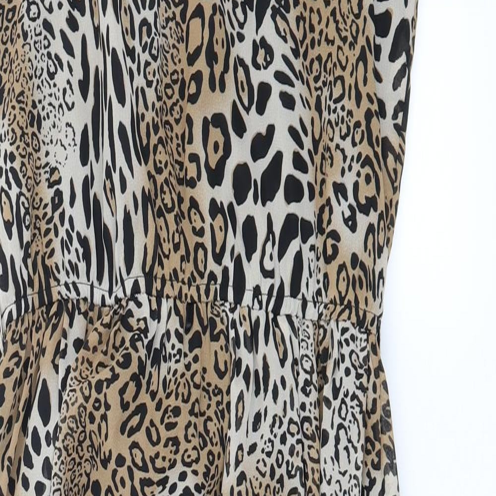 Tammy Girls Brown Animal Print  Fit & Flare  Size 12-13 Years  - Asymmetric Hem