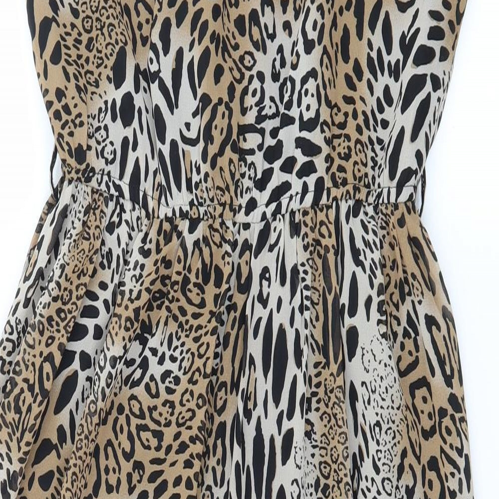 Tammy Girls Brown Animal Print  Fit & Flare  Size 12-13 Years  - Asymmetric Hem