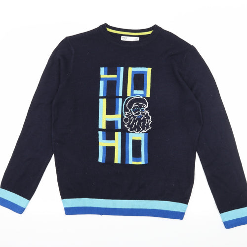 Marks and Spencer Boys Blue  Knit Pullover Jumper Size 13-14 Years  - Ho Ho Ho