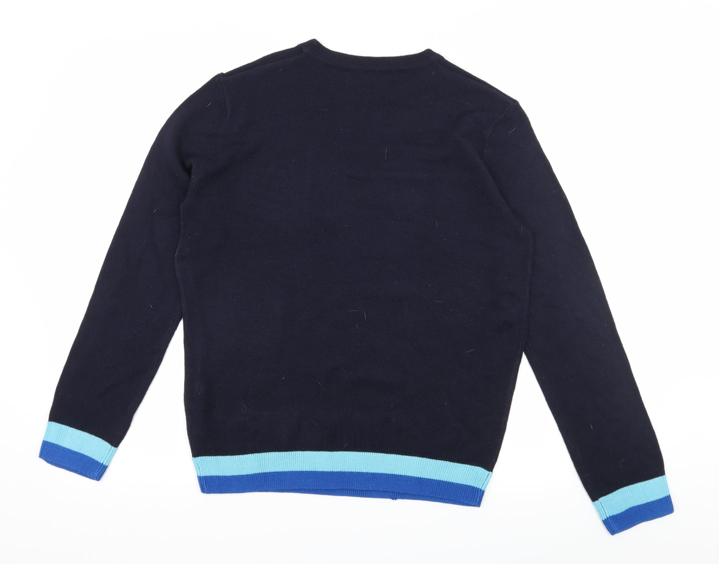 Marks and Spencer Boys Blue  Knit Pullover Jumper Size 13-14 Years  - Ho Ho Ho