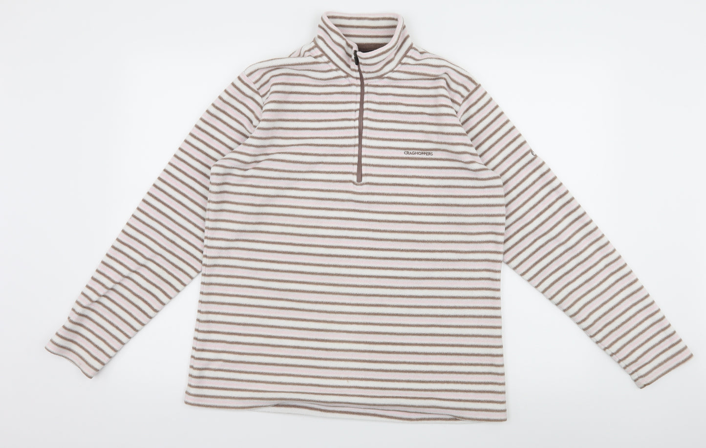 Craghoppers Womens White Striped Fleece Pullover Sweatshirt Size 14