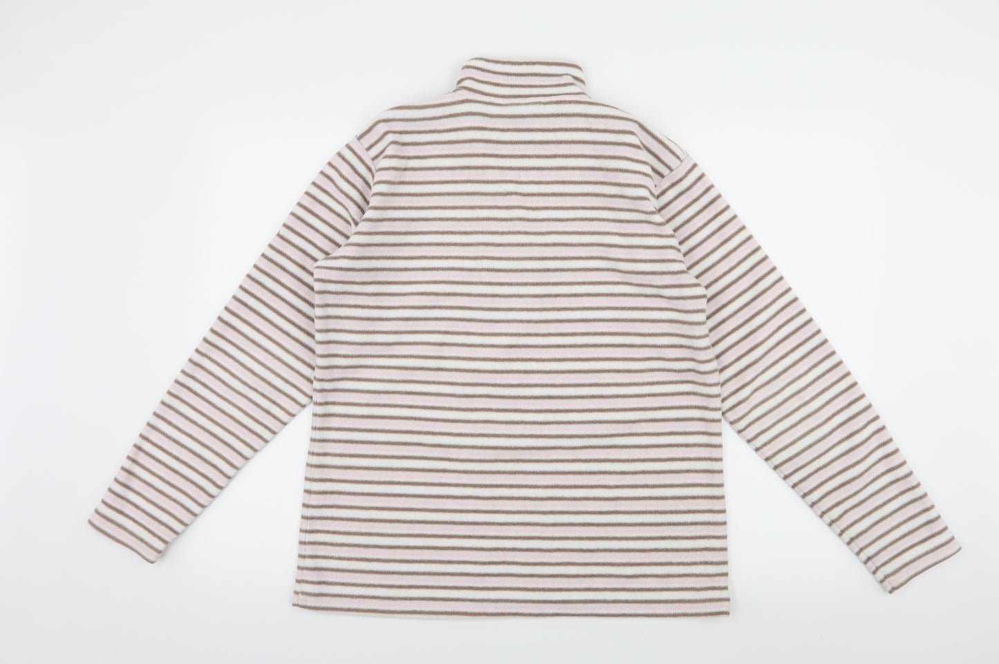 Craghoppers Womens White Striped Fleece Pullover Sweatshirt Size 14