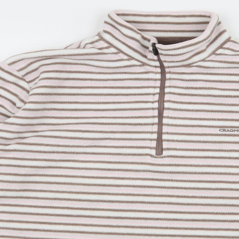 Craghoppers Womens White Striped Fleece Pullover Sweatshirt Size 14