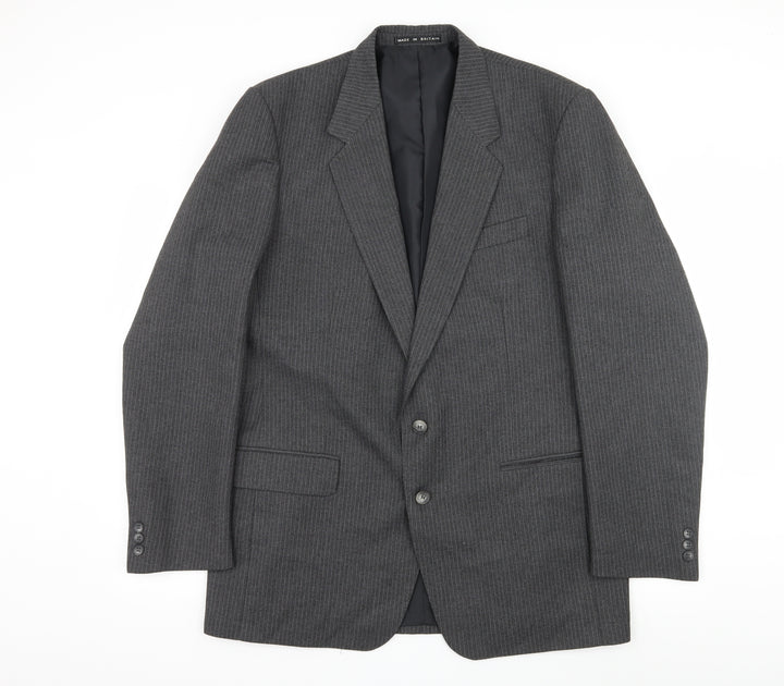 Hodges Mens Grey Striped Jacket Suit Jacket Size L