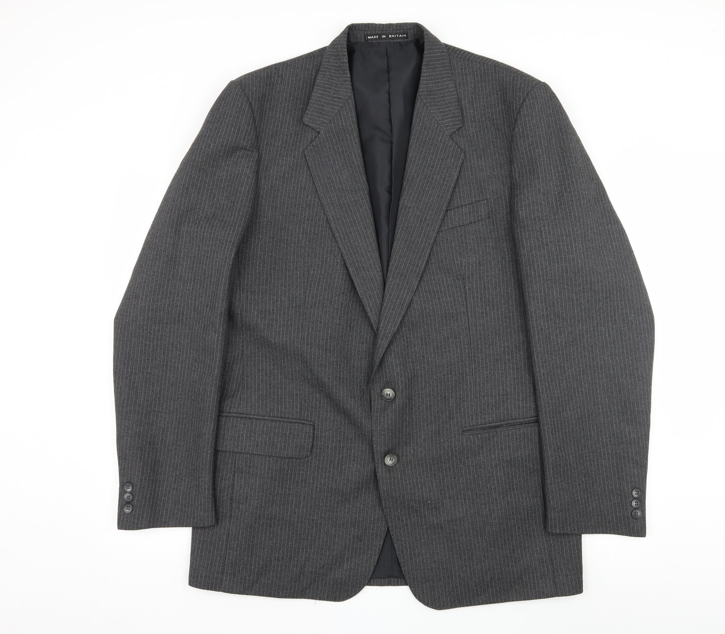 Hodges Mens Grey Striped  Jacket Suit Jacket Size L