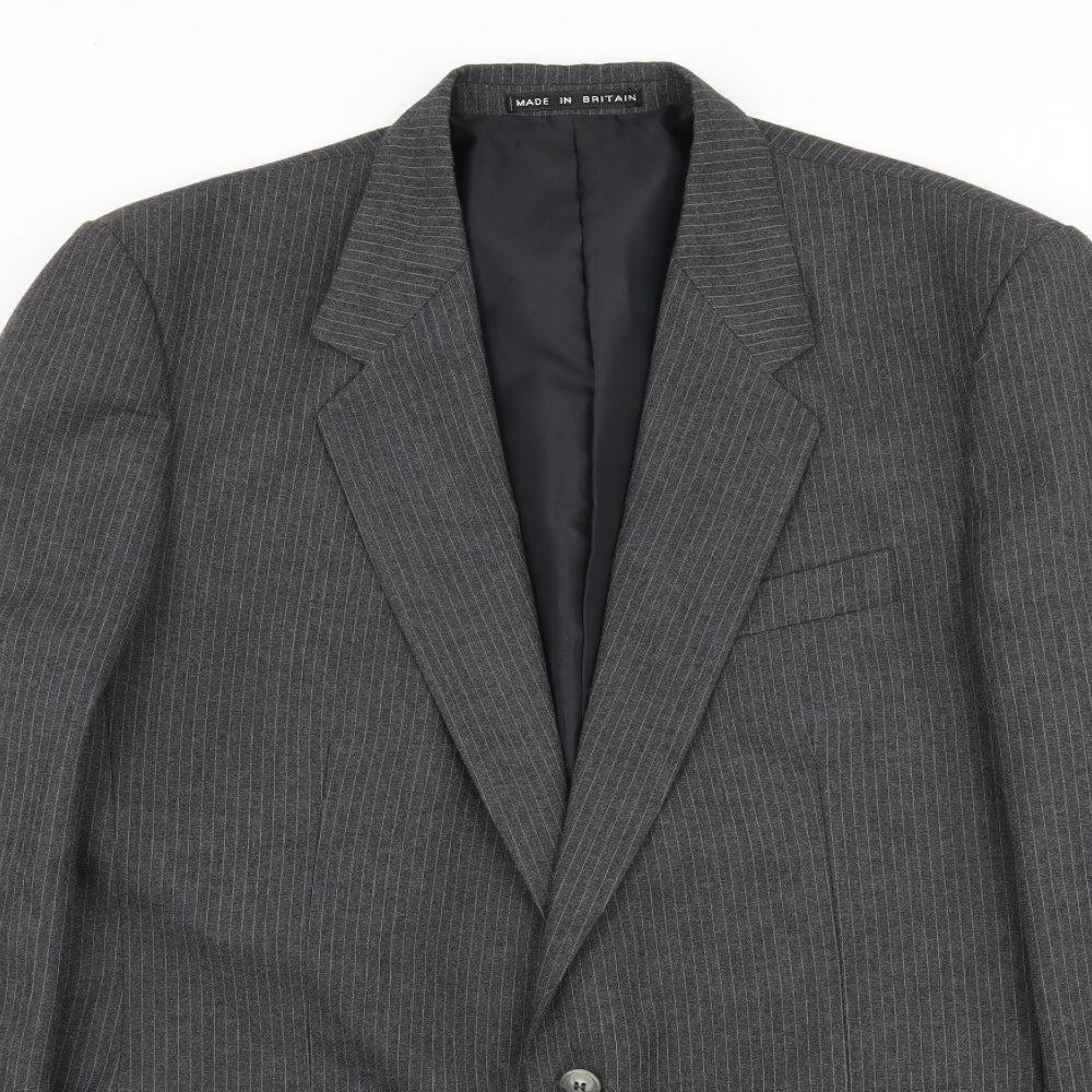 Hodges Mens Grey Striped  Jacket Suit Jacket Size L