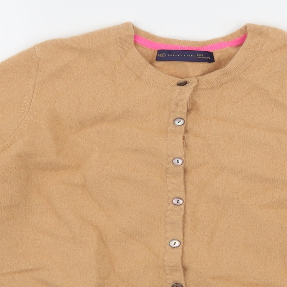 Marks and Spencer Womens Beige  Knit Cardigan Jumper Size 14