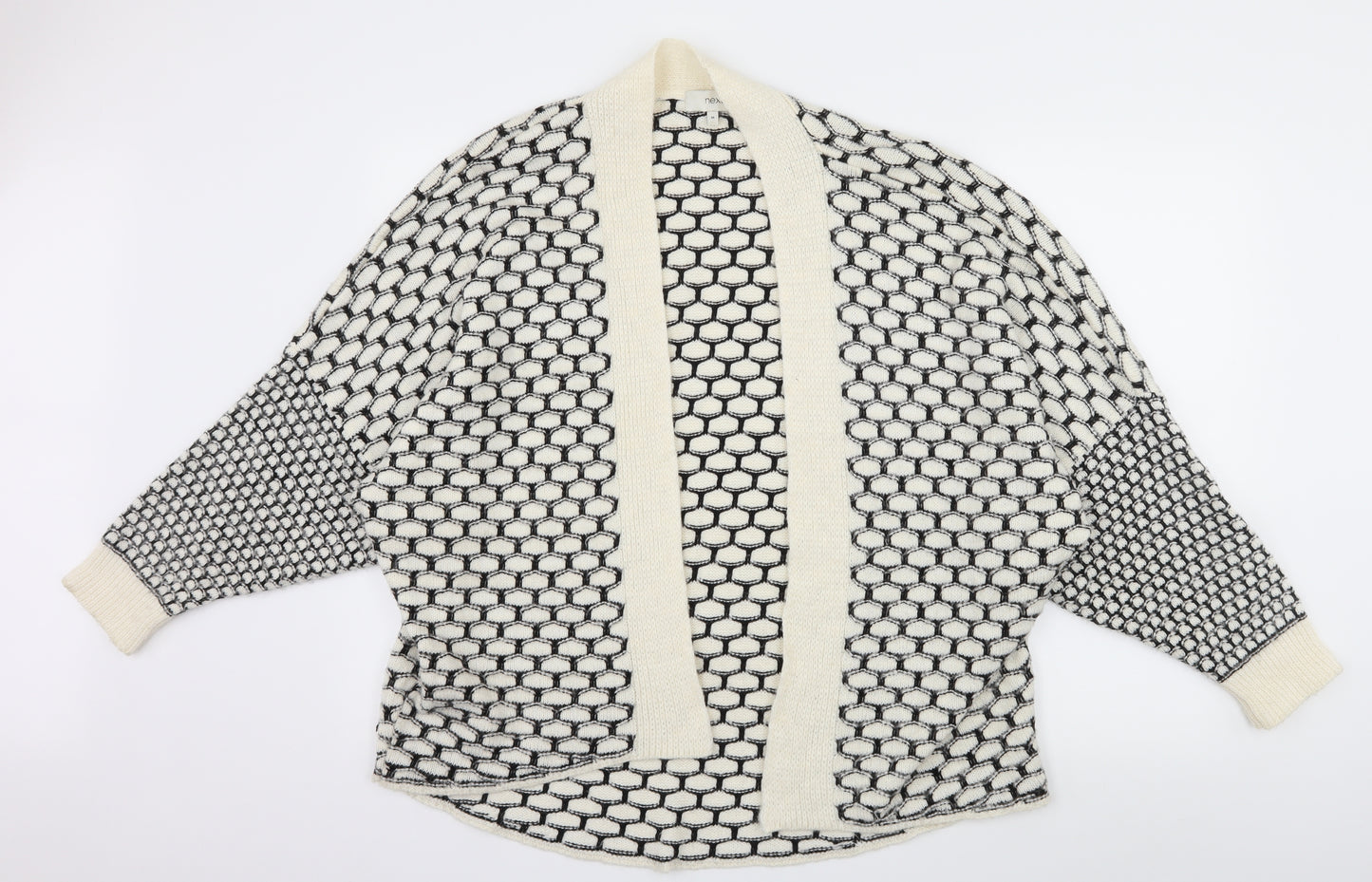 NEXT Womens Ivory Geometric Knit Cardigan Jumper Size M