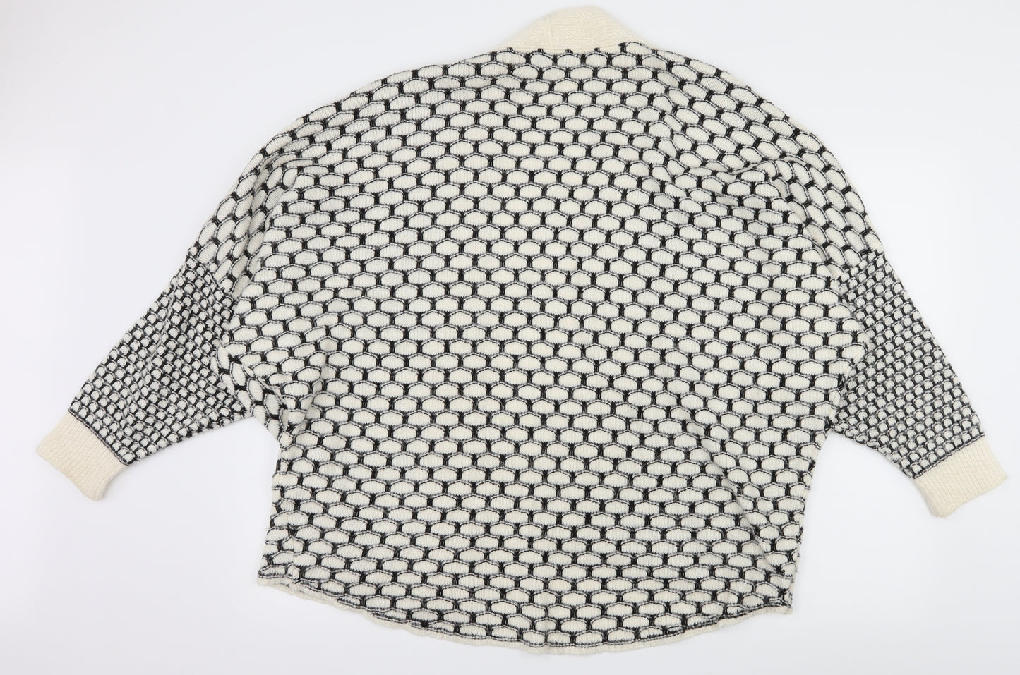 NEXT Womens Ivory Geometric Knit Cardigan Jumper Size M