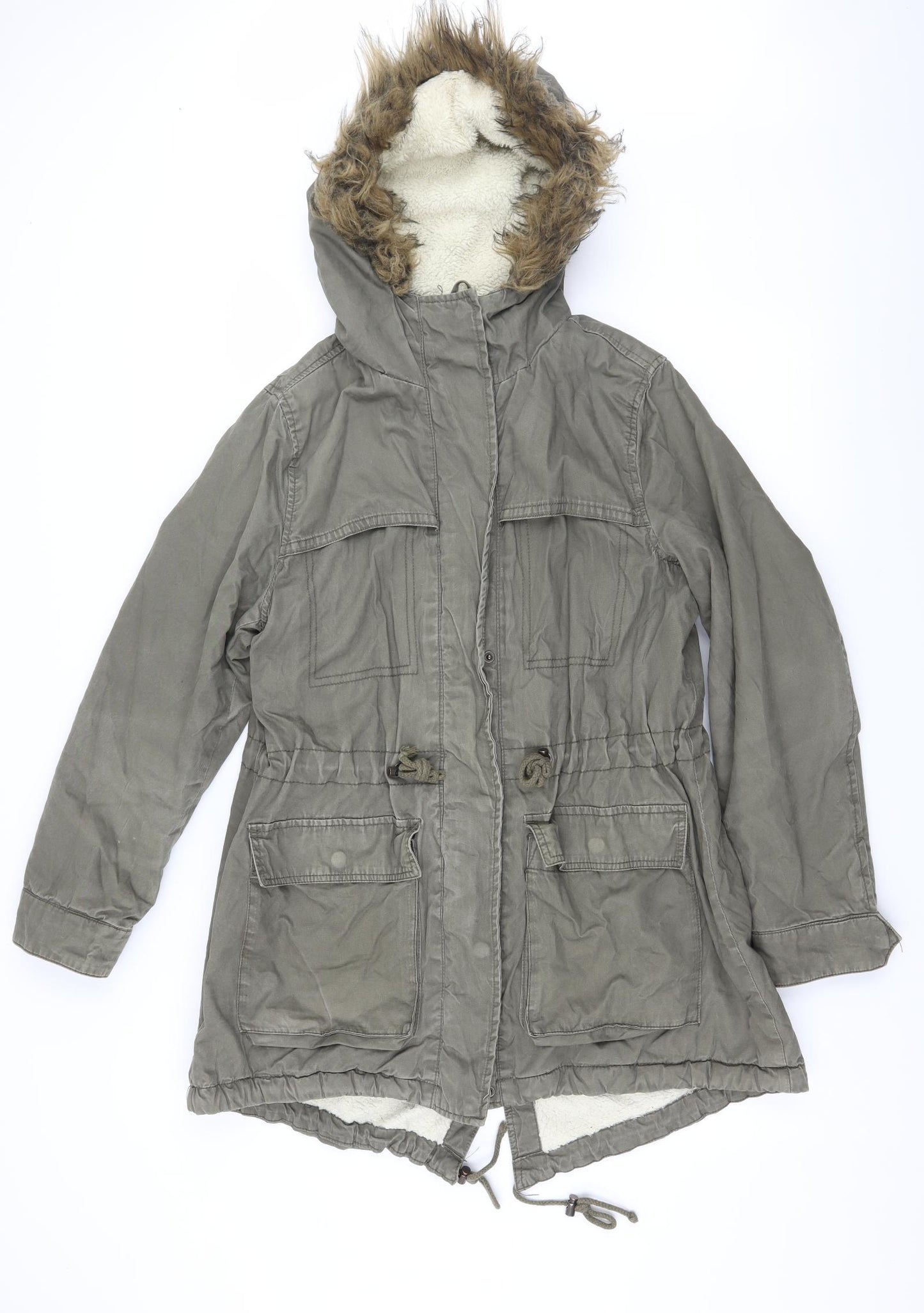 Papaya Womens Green   Parka Coat Size 14