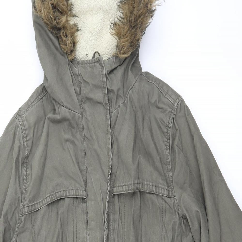 Papaya Womens Green   Parka Coat Size 14