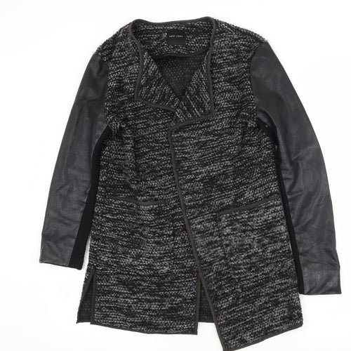 New Look Womens Grey Striped Knit Jacket Coatigan Size 10